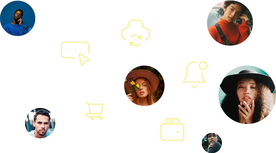Diverse users connecting through chat, dating, and social interactions